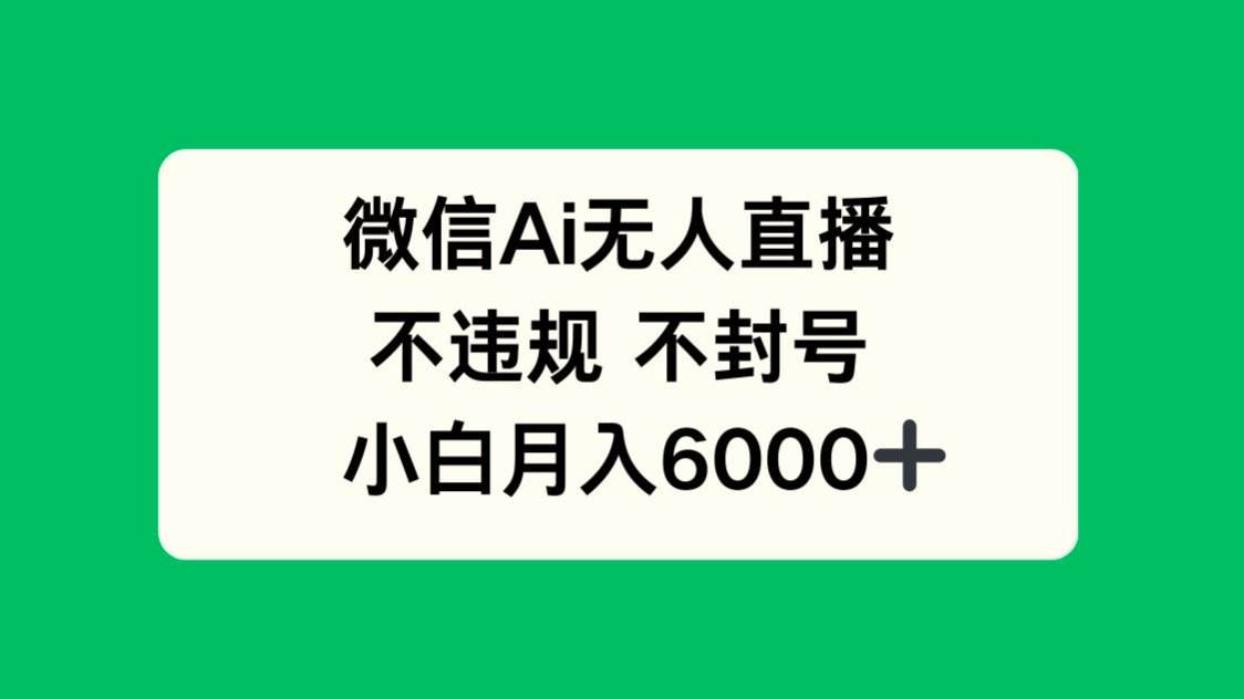 （14733期）微信AI无人直播，不违规 不封号 ，小白月入6000+网创项目_汇创网_中创网_福缘网_冒泡网_资源整合平台网创吧