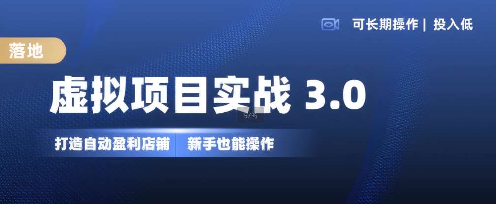 虚拟项目实战3.0，打造自动盈利店铺，可长期操作投入低，新手也能操作网创项目_汇创网_中创网_福缘网_冒泡网_资源整合平台网创吧