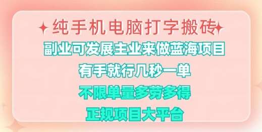 纯手机电脑打字搬砖，有手就行，几秒一单，多劳多得，正规项目大平台【揭秘】网创项目_汇创网_中创网_福缘网_冒泡网_资源整合平台网创吧