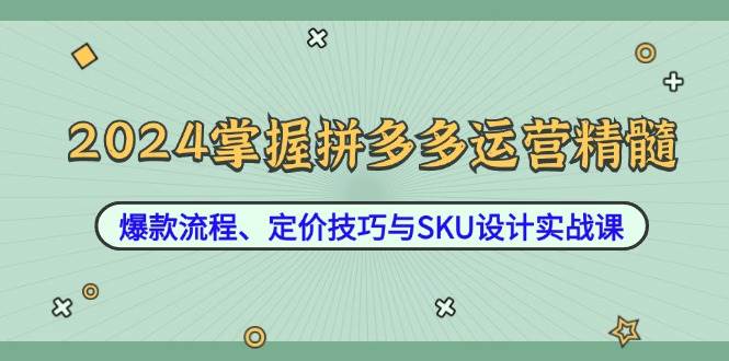 （12703期）2024掌握拼多多运营精髓：爆款流程、定价技巧与SKU设计实战课网创项目_汇创网_中创网_福缘网_冒泡网_资源整合平台网创吧