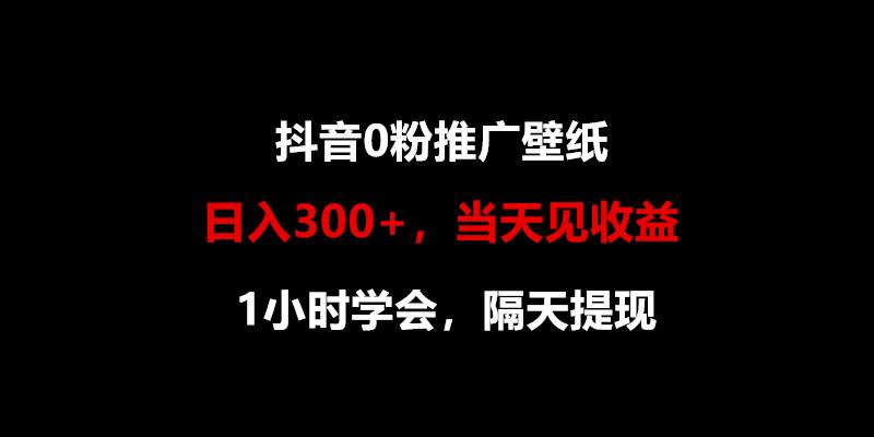 日入300+，抖音0粉推广壁纸，1小时学会，当天见收益，隔天提现网创项目_汇创网_中创网_福缘网_冒泡网_资源整合平台网创吧