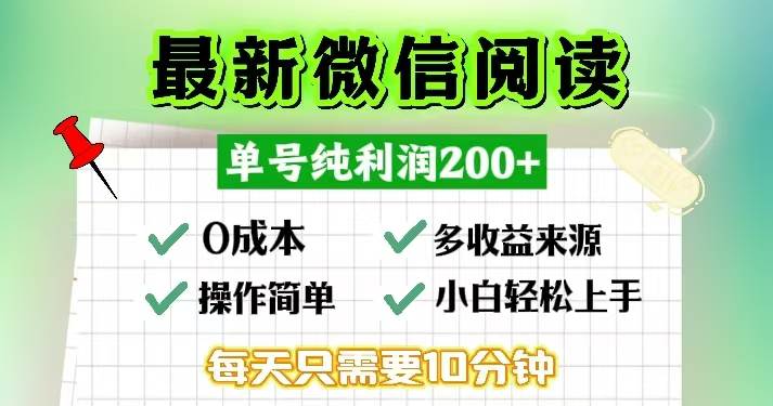 （13108期）微信阅读最新玩法，每天十分钟，单号一天200+，简单0零成本，当日提现网创项目_汇创网_中创网_福缘网_冒泡网_资源整合平台网创吧