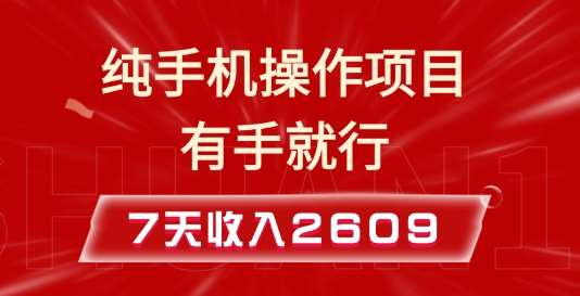 纯手机操作的小项目，有手就能做，7天收入2609+实操教程【揭秘】网创项目_汇创网_中创网_福缘网_冒泡网_资源整合平台网创吧