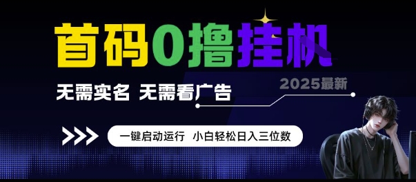 首码0撸挂G项目，无需实名无需看广告 一键启动运行，小白轻松日入三位数【揭秘】网创项目_汇创网_中创网_福缘网_冒泡网_资源整合平台网创吧