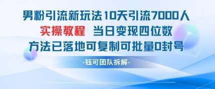 男粉引流新玩法10天引流7000人当日变现四位数可复制可批量0封号网创项目_汇创网_中创网_福缘网_冒泡网_资源整合平台网创吧