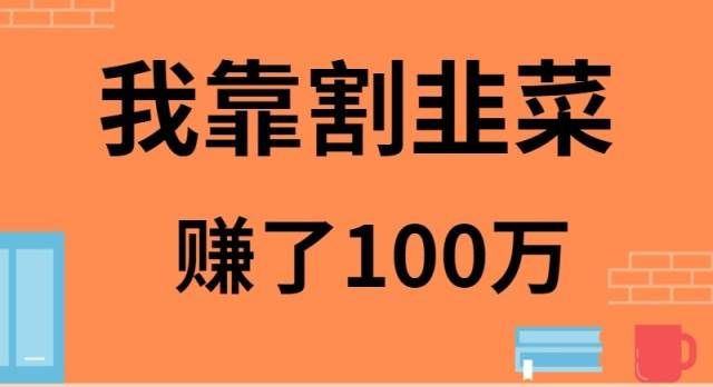 （9173期）我靠割韭菜赚了 100 万网创吧-网创项目资源站-副业项目-创业项目-搞钱项目网创吧