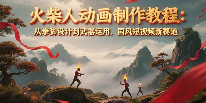 火柴人动画制作教程：从拳脚设计到武器运用，国风短视频新赛道网创项目_汇创网_中创网_福缘网_冒泡网_资源整合平台网创吧