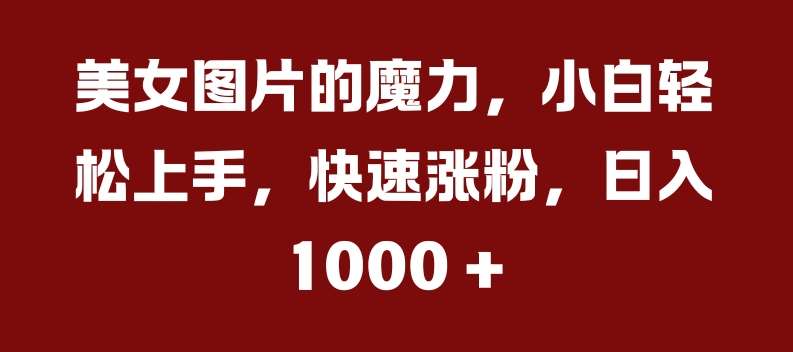 美女图片的魔力，小白轻松上手，快速涨粉，日入几张【揭秘】网创项目_汇创网_中创网_福缘网_冒泡网_资源整合平台网创吧