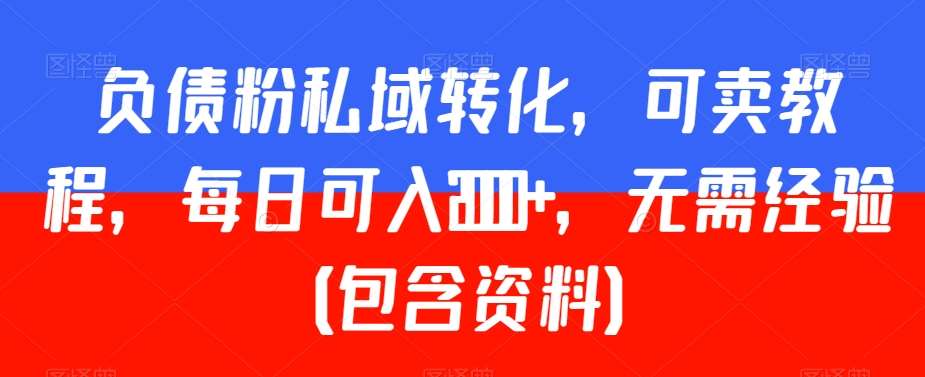 负债粉私域转化，可卖教程，每日可入2000+，无需经验（包含资料）【揭秘】网创项目_汇创网_中创网_福缘网_冒泡网_资源整合平台网创吧