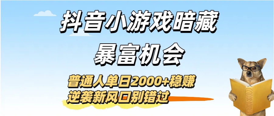 抖音小游戏暗藏暴富机会！普通人单日2000+稳赚，逆袭新风口别错过网创项目_汇创网_中创网_福缘网_冒泡网_资源整合平台网创吧