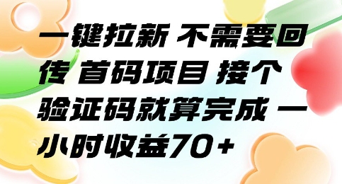 一键拉新 不需要回传 首码项目 接个验证码就算完成 一小时收益70+【揭秘】网创项目_汇创网_中创网_福缘网_冒泡网_资源整合平台网创吧
